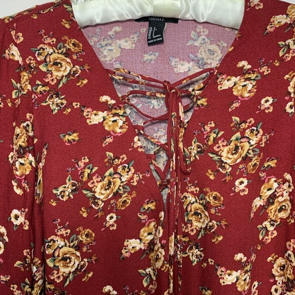 FOREVER 21 long sleeve crop flower corset tie - Picture 2 of 4